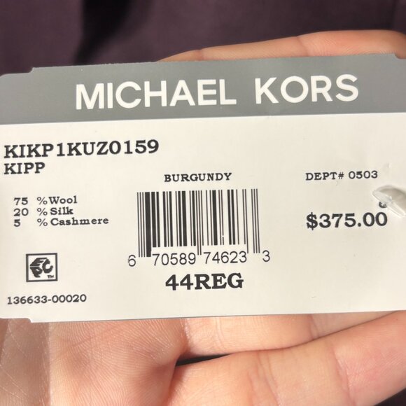 NWT Michael Kors Burgundy Wool/Silk/Cashmere Blazer Jacket SZ 44 Reg - Picture 3 of 4